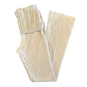 NWT WeWoreWhat Cable Knit Roll Over Flare Pants, Taupe, Women's Size XS